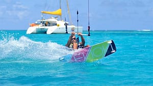 Caribbean kitesurfing in crystal clear water 2023